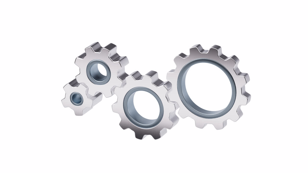 Mechanical gears with industry technology with alpha channel, 3d rendering