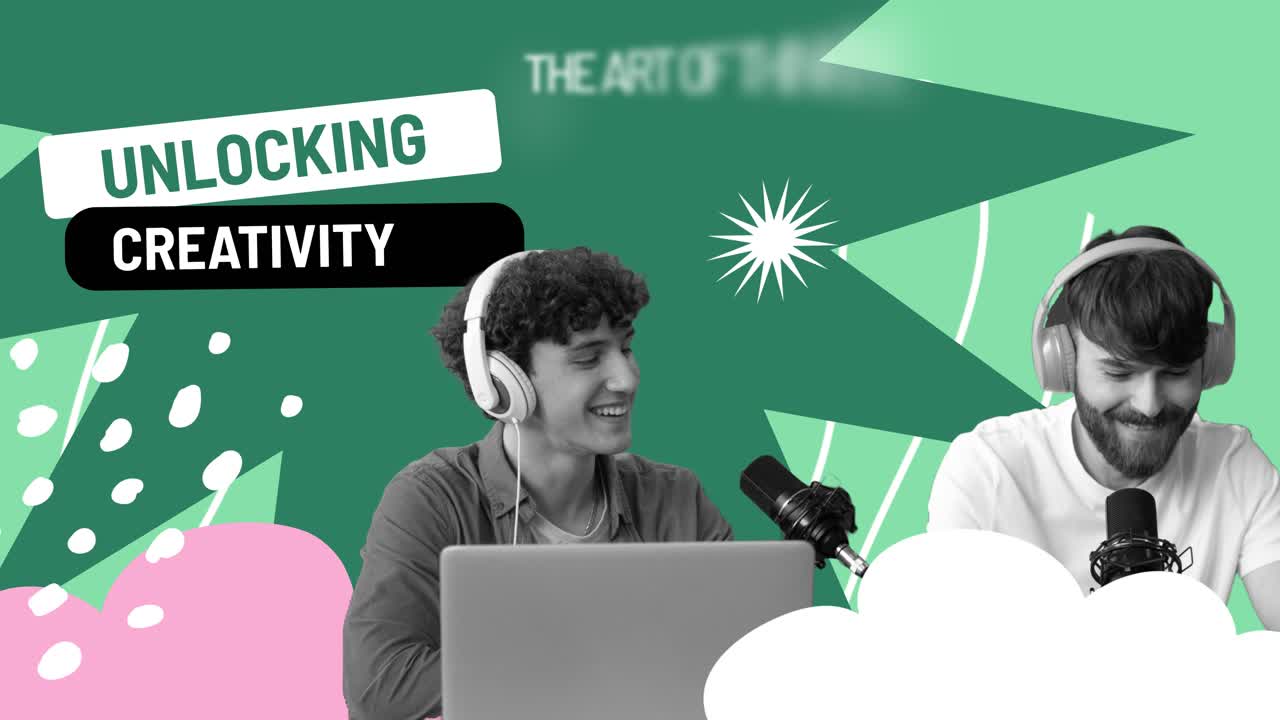 Two Young Men Recording a Podcast in a Studio