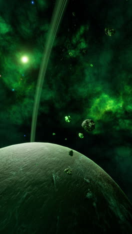 a large cluster of asteroids near an unknown planet vertical