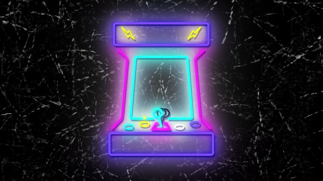 Animazione di neon di macchina da gioco su sfondo scuro