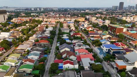 aerial forward shot of housing and settlement