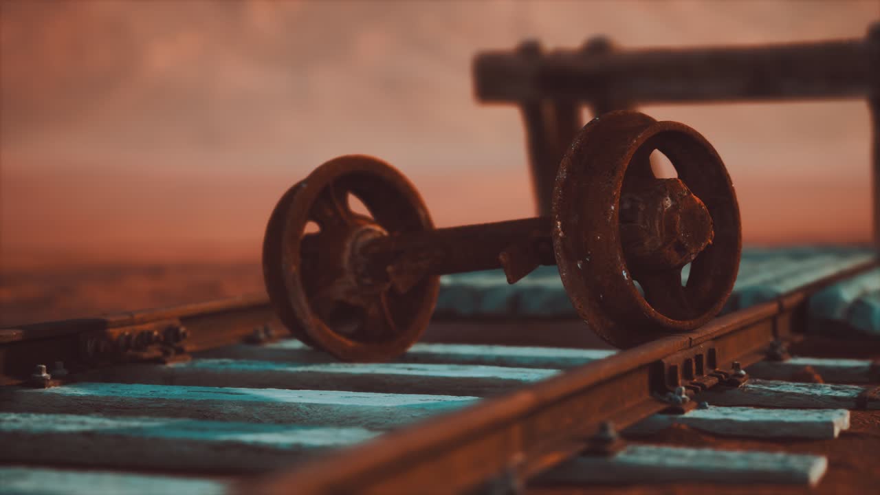 vías ferroviarias abandonadas en el desierto
