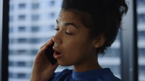 businesswoman talking on smartphone. female manager having phone conversation