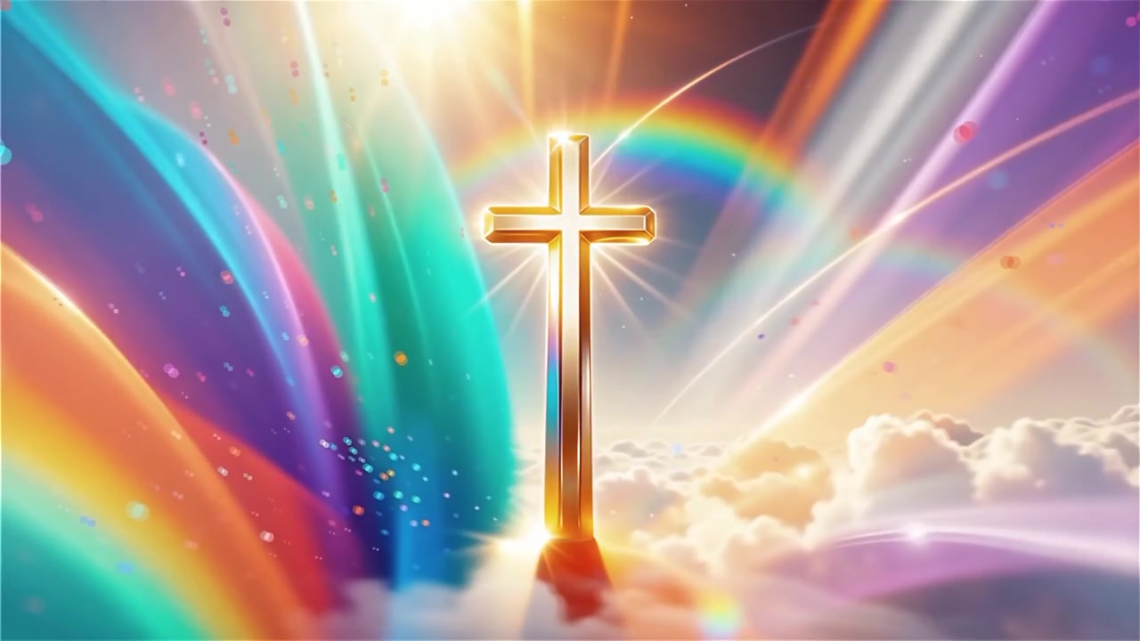 Croce Cristiana Luce Celestiale Sfondo per il Culto.