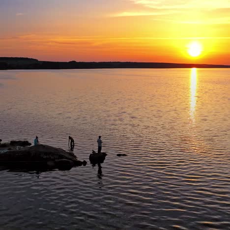 sunset at dusk over river