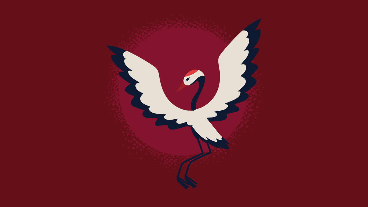 animación de la cultura coreana con la cigüeña volando