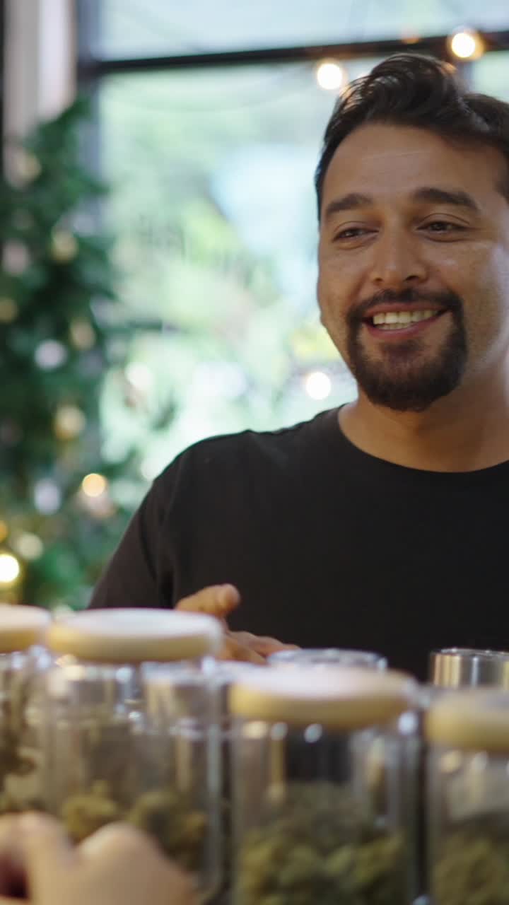 Man with Cannabis Jars