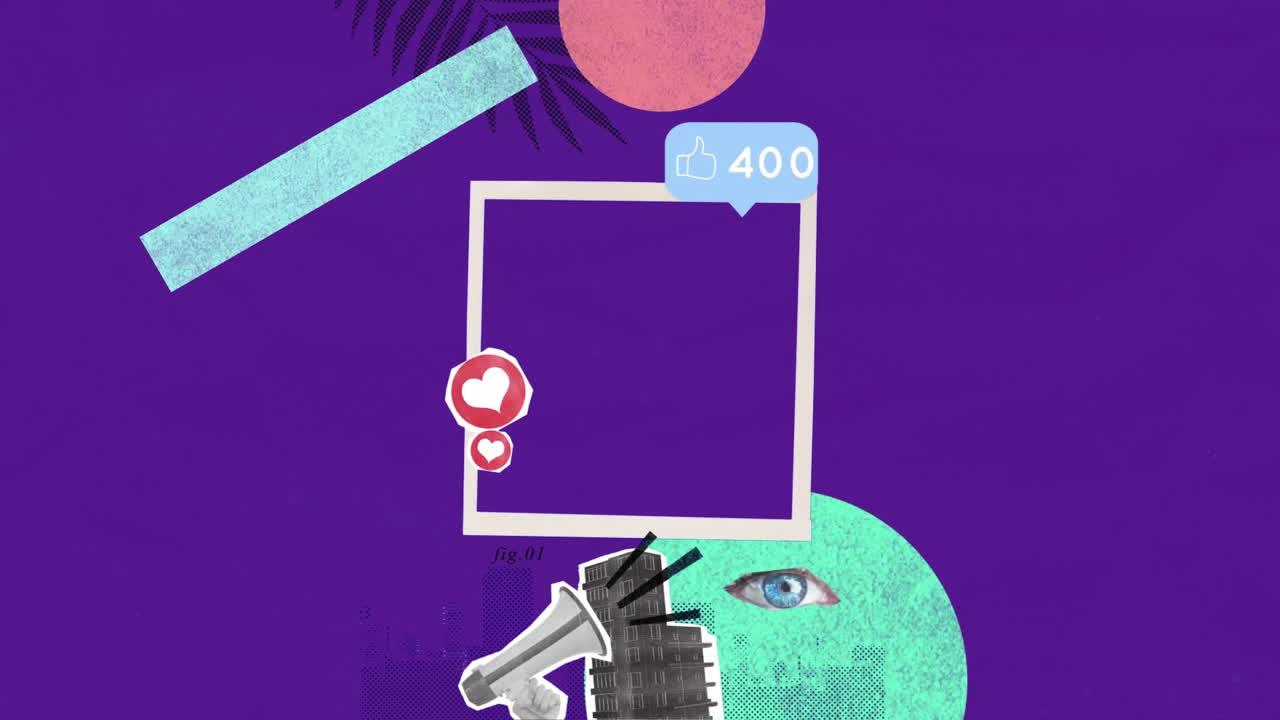 animación del cuadro con las redes sociales pulgares hacia arriba burbuja de habla