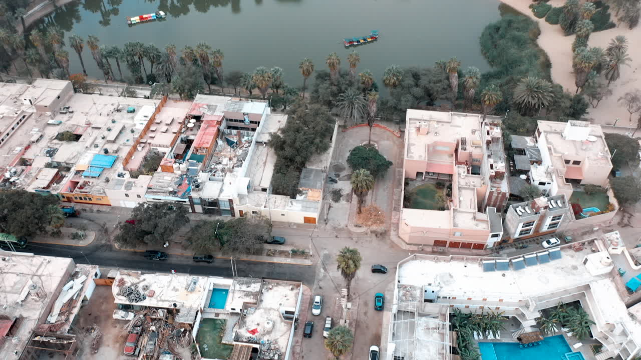 huacachina, perú, desierto, drone aéreo