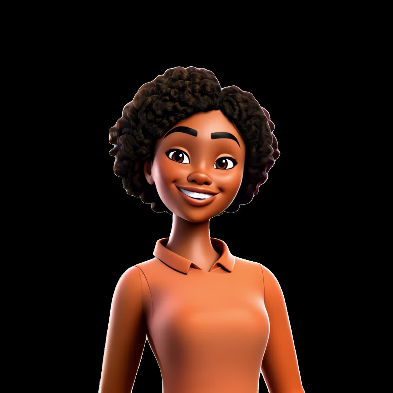 Animated character pointing forward confidently animation isolated asset, transparent 4K video