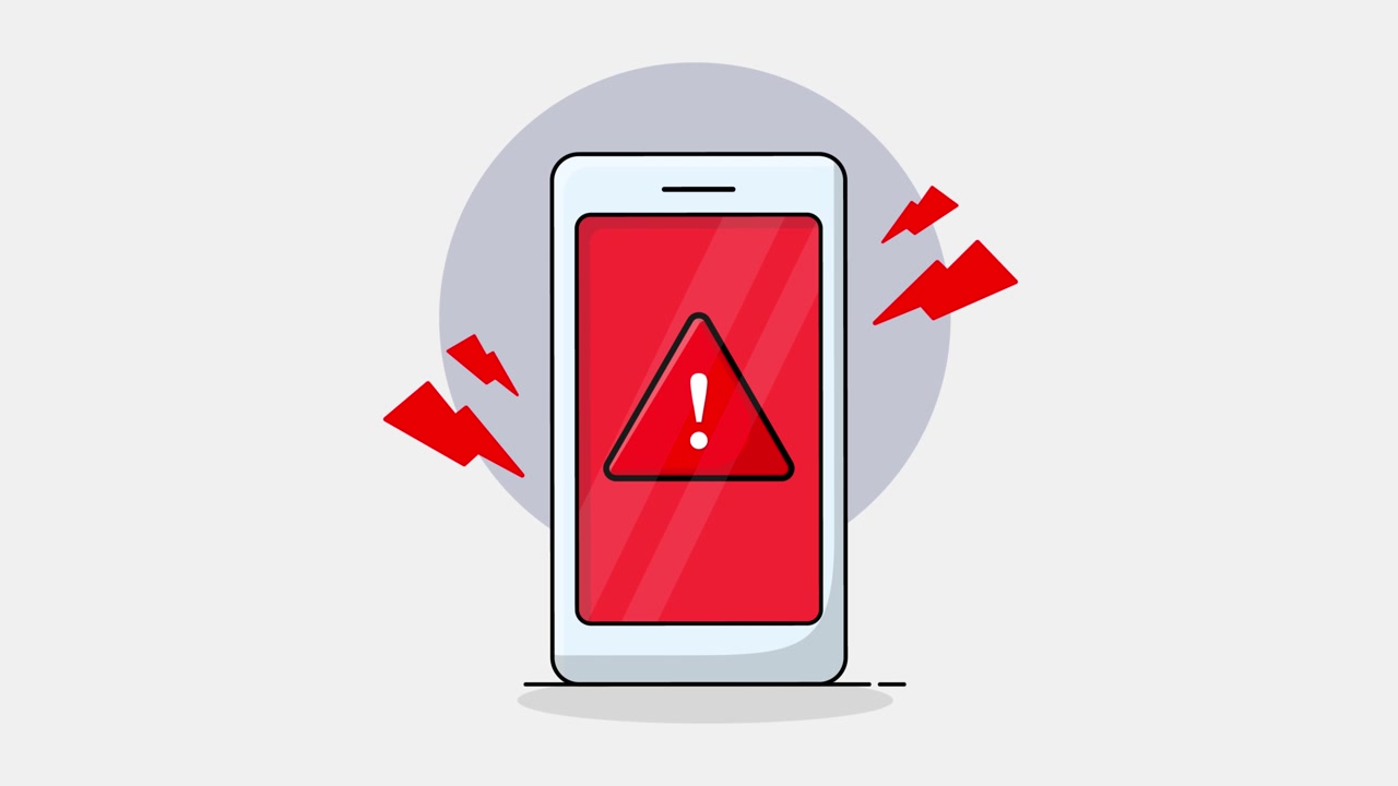 Animated Smartphone with Red Warning Alert Icon
