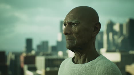 old asian man in the city