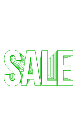 green outline 'sale' text on white background