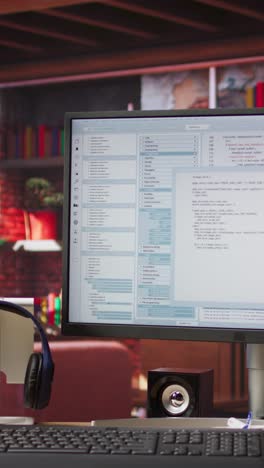 Vertical video Programming code on PC display used for developing software programs