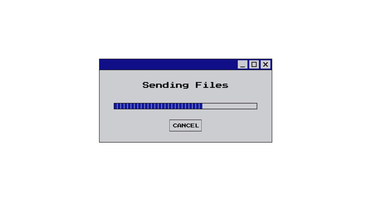 Retro Computer Window Showing File Transfer Progress and Completion