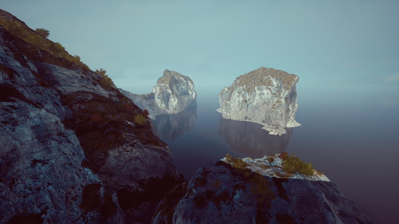 white cliffs with grass over the ocean