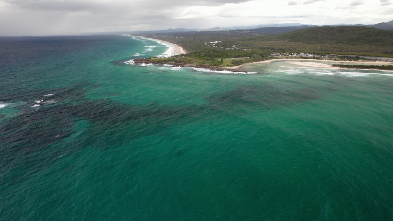 Sea And Hastings Point Coastline In New South Wales, Australia - Aerial Drone Shot