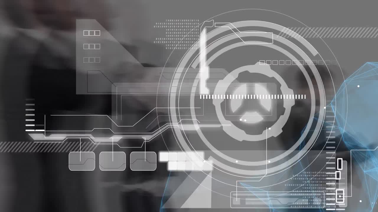 animación del escaneo del alcance y el procesamiento de datos sobre los peatones que caminan en movimiento rápido