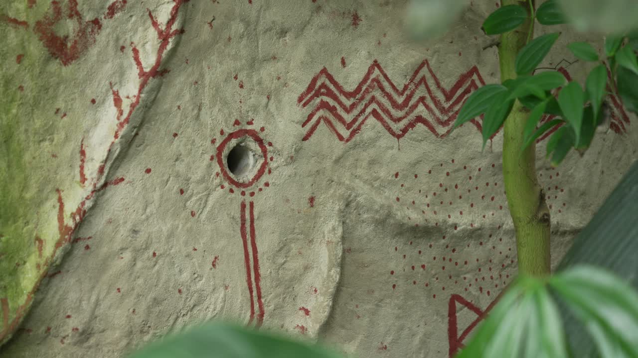 Ancient Red Rock Art and Petroglyphs Showing Prehistoric Life