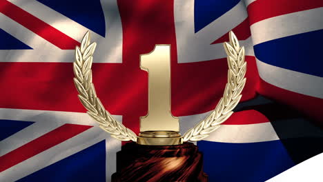 bandera del reino unido y trofeo