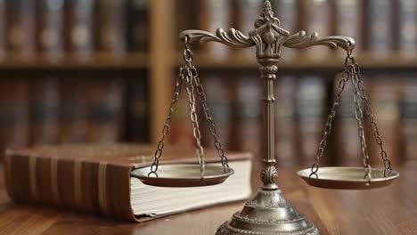 scales of justice and law book