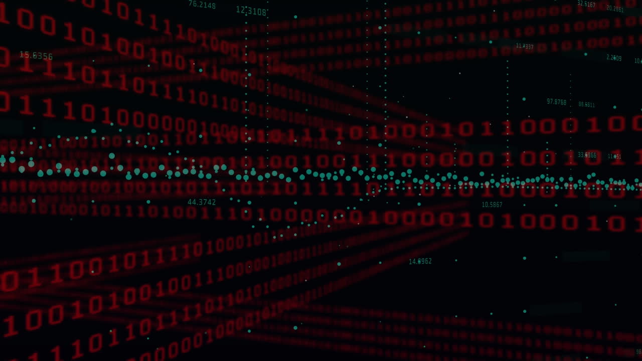 Binary numbers data processing against black background