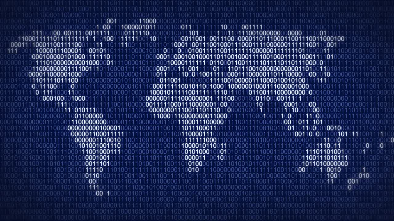 Binary computer digits in world map