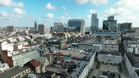 aerial establishing shot of brussels city center on a sunny day