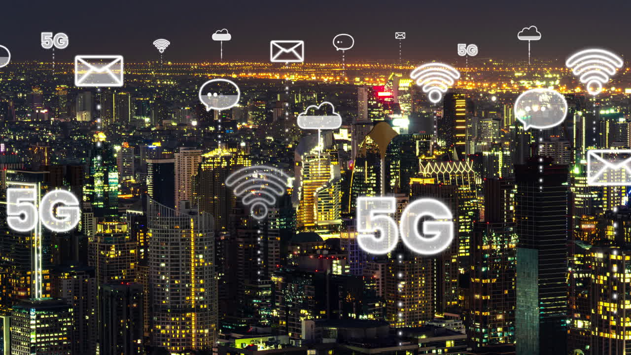 Smart digital city and globalization abstract graphic showing connection network