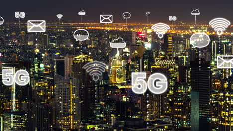 ciudad digital inteligente y globalización abstracto gráfico que muestra la red de conexión