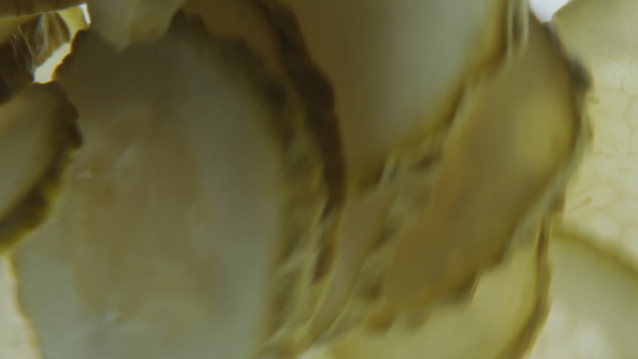 Dill Pickle Slices Swirling in Water