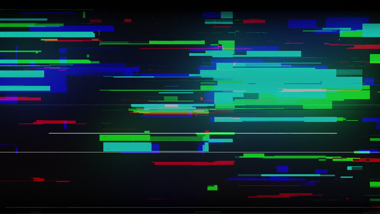 Colorful Digital Glitch Effect with Horizontal Lines and Blocks