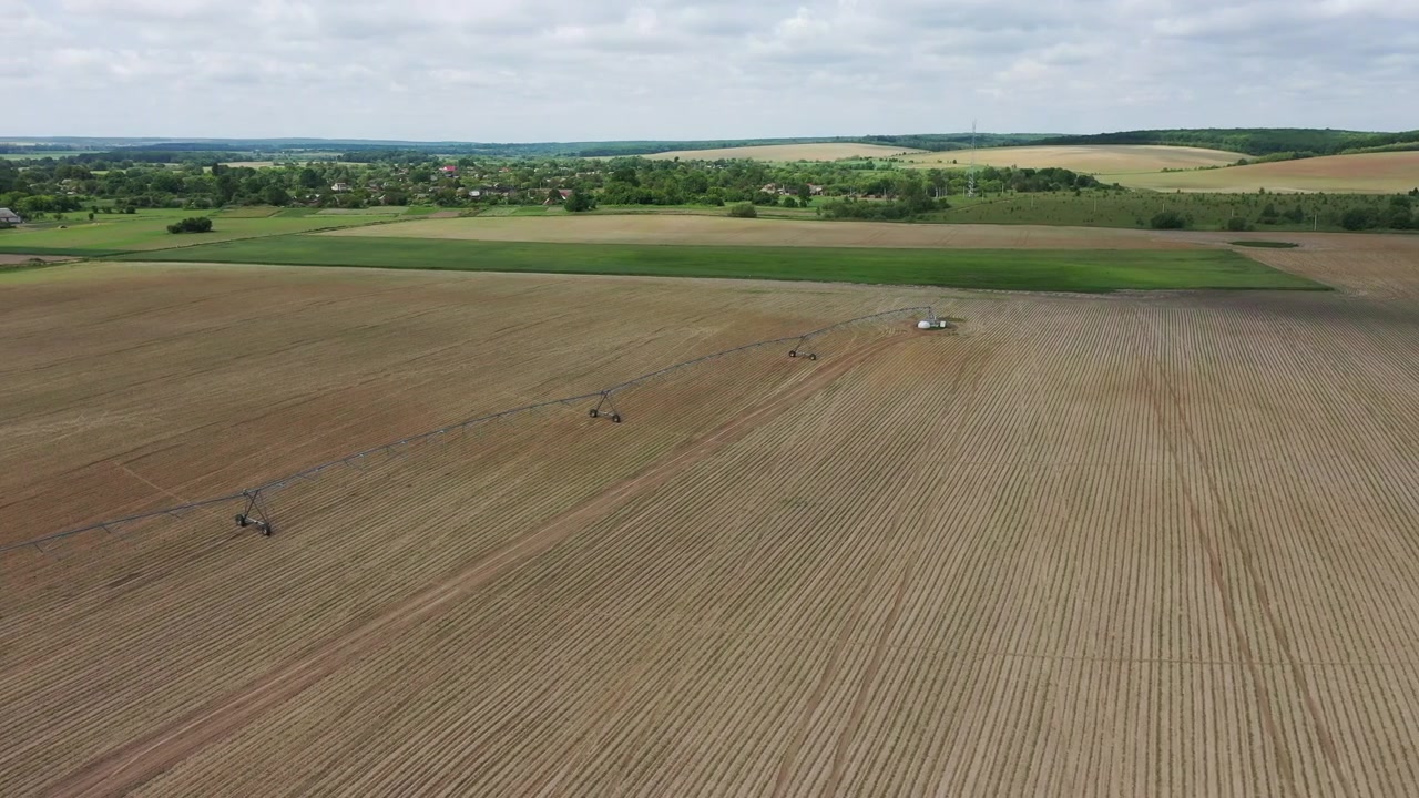 Aerial View of Center Pivot Irrigation System in Agricultural Field