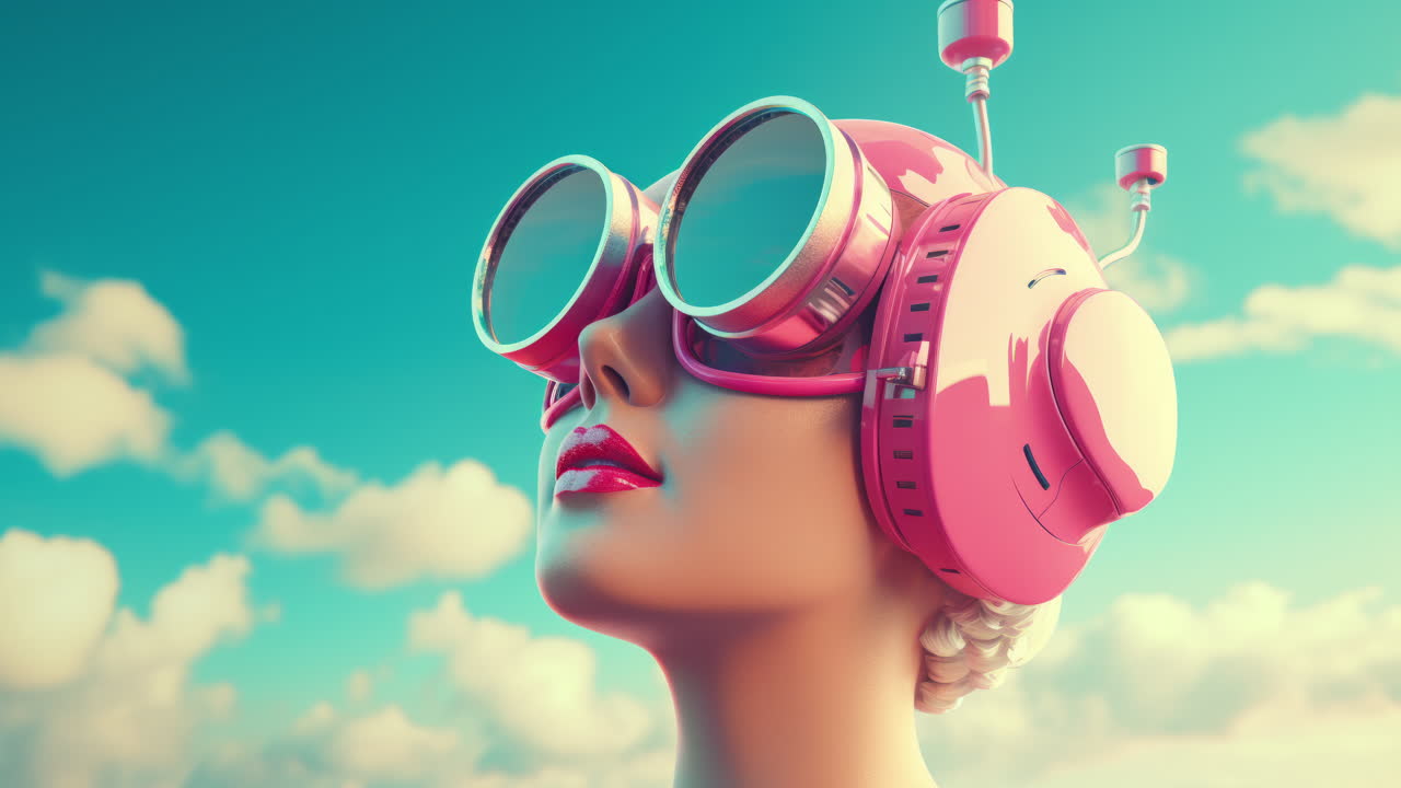 vr 헤드과 함께 여성 생성 a.i.