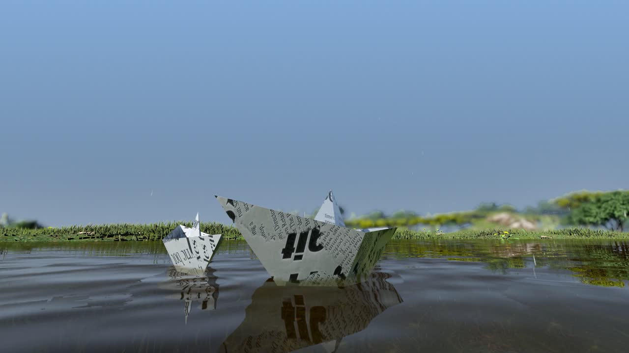 Paper Boat in a Pond