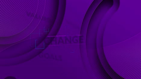 animation of texts over shapes on purple background