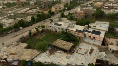 urban patchwork of badin, sindh from above, aerial panoramic