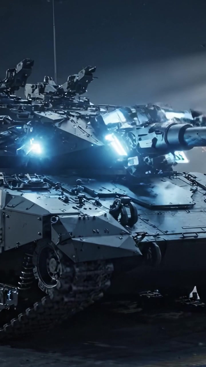 A Cutting-Edge Armored Vehicle Maneuvering on a Rugged Terrain, Enhanced with Advanced Technology and Futuristic Features Symbolizing Modern Warfare Dynamics
