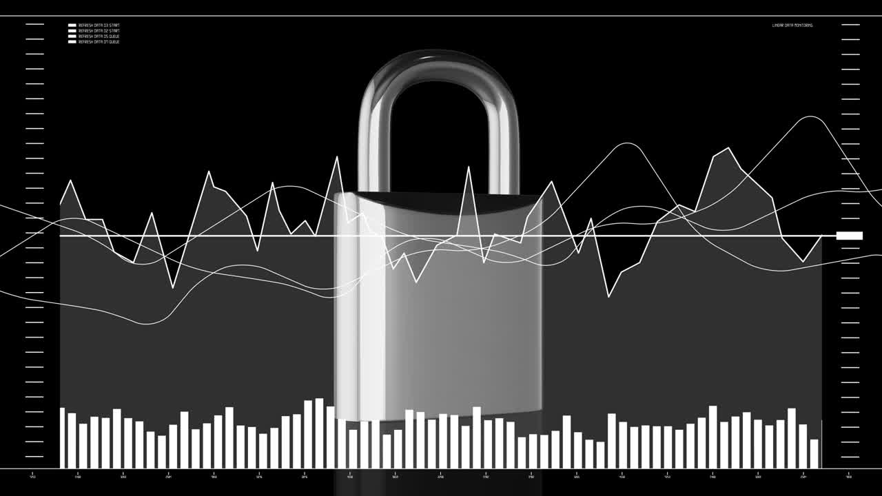 protección de datos, seguridad digital, animación con diagramas gráficos.