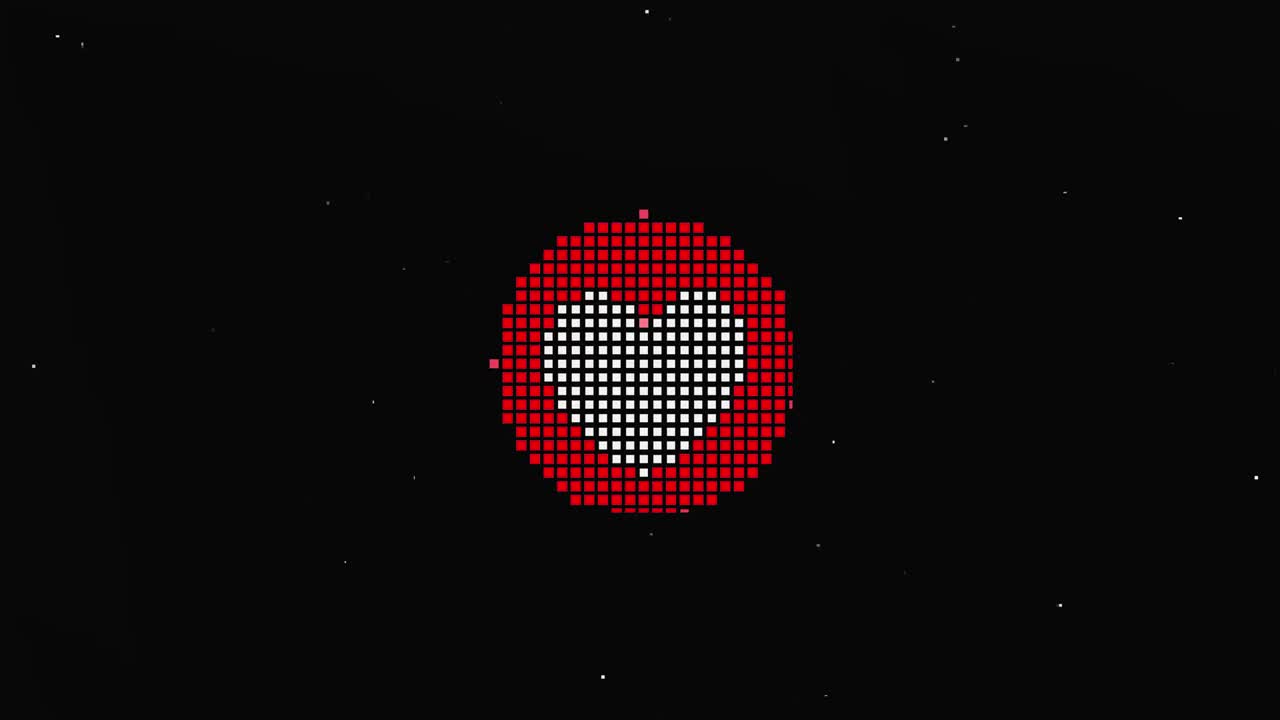 Pixel heart hud holographic symbol on digital old tv screen seamless loop glitch animation. Hearts. Dynamic retro and joyful. Colorful and vintage video footage.
