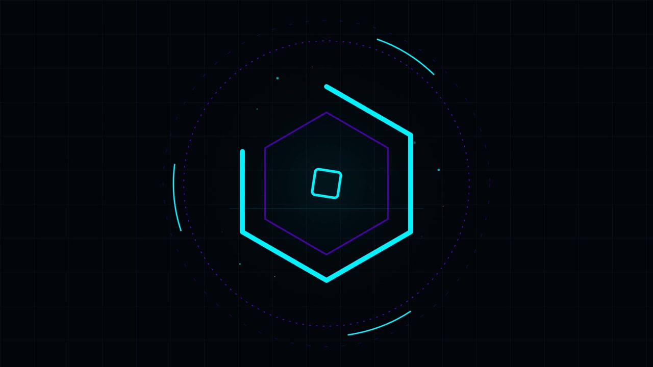 Abstract Digital Hexagon Loading Animation with Glowing Cyan Lines