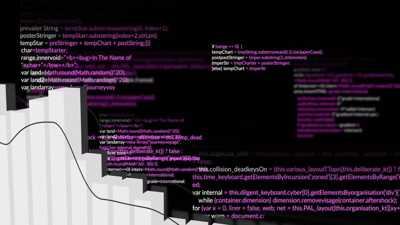 animación del procesamiento de datos financieros sobre un fondo negro