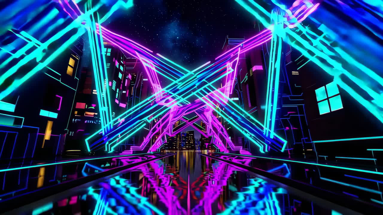 Neon Cyberpunk City Tunnel