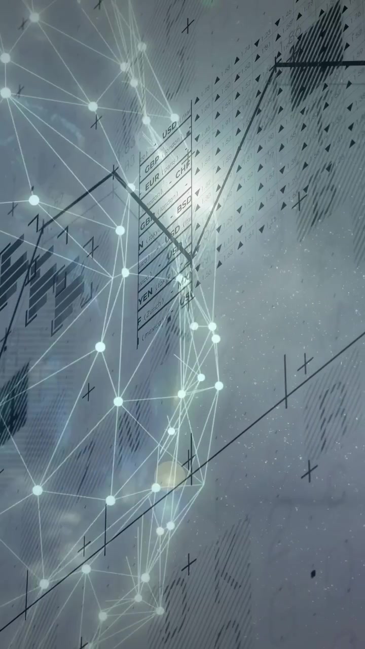 Vertikal video: Indledende knudepuls starter, globusnet pulserer, kamera panorerer og afslører hastighedsdata.