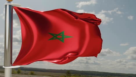 morocco flag waving in wind 4k. realistic 3d render