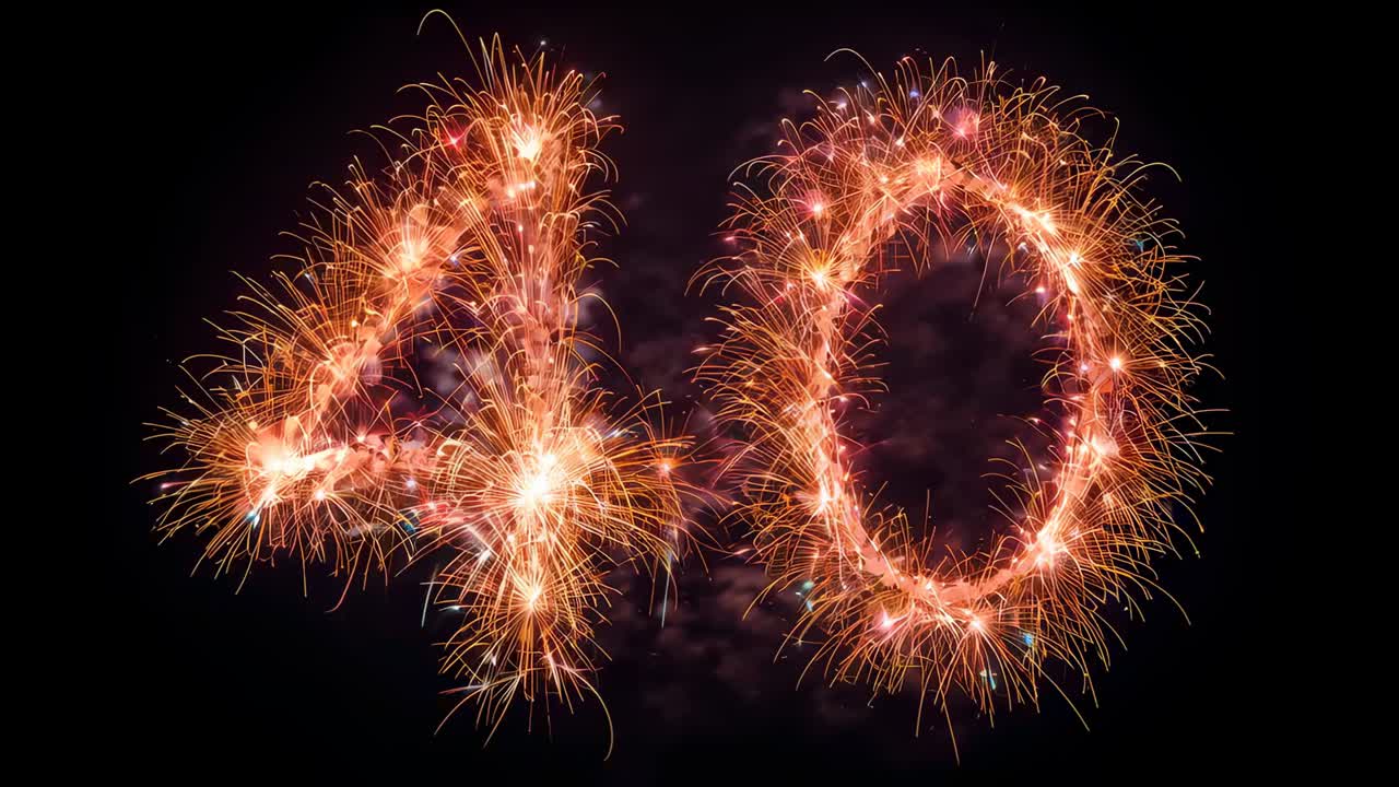 Launching programmed aerial shells forming numerals 40 in night sky, creating cascading sparks