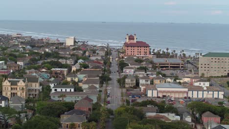 Aerial-view-of-Galveston-Island,-Texas