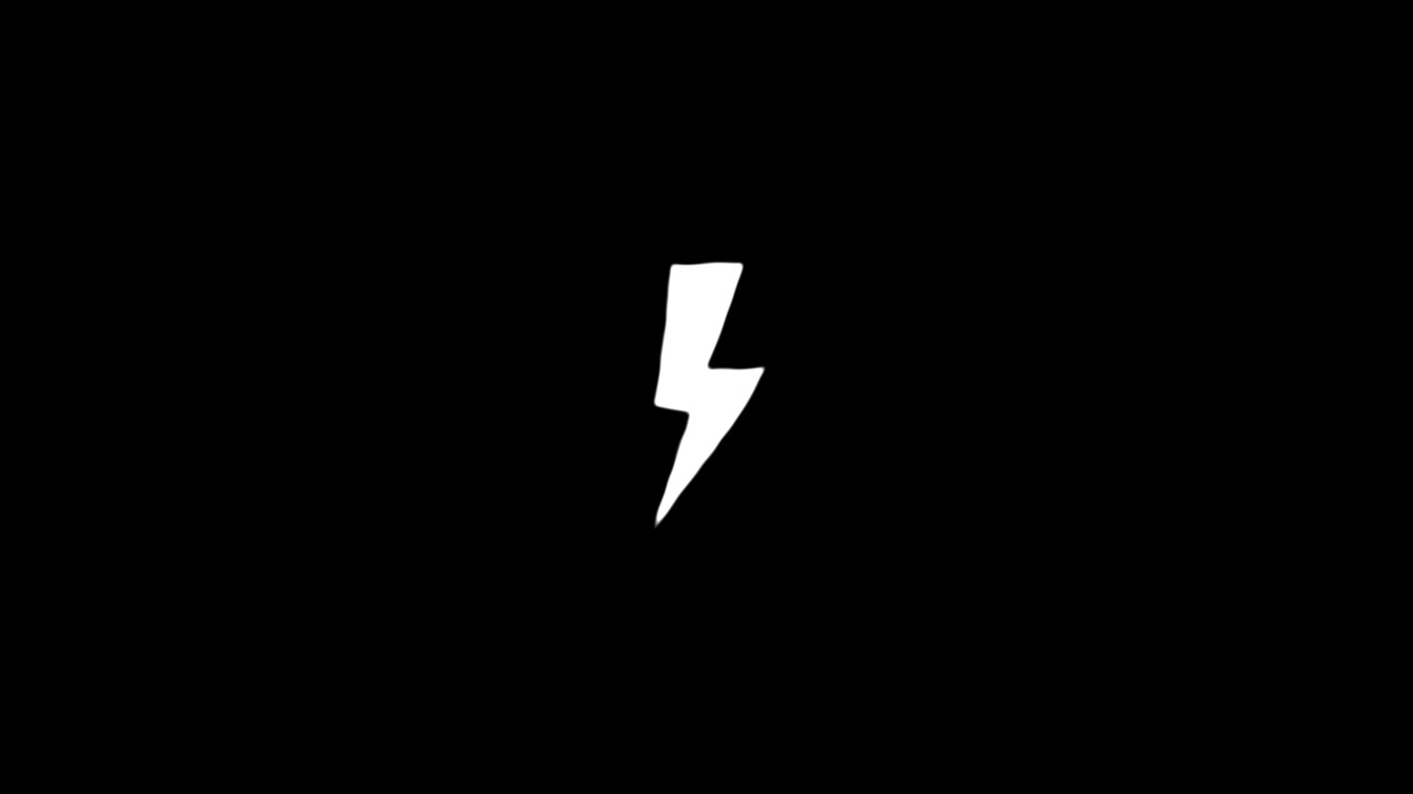 Animated White Lightning Bolt Icon Transition on Black Background