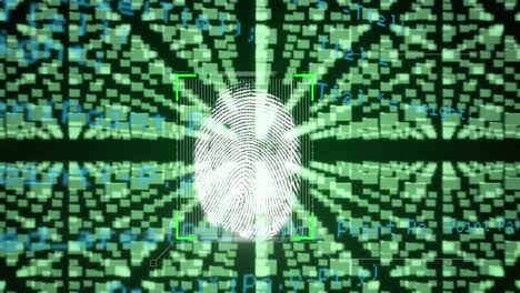 animación de huellas dactilares y carpetas sobre el procesamiento de datos en el candado digital