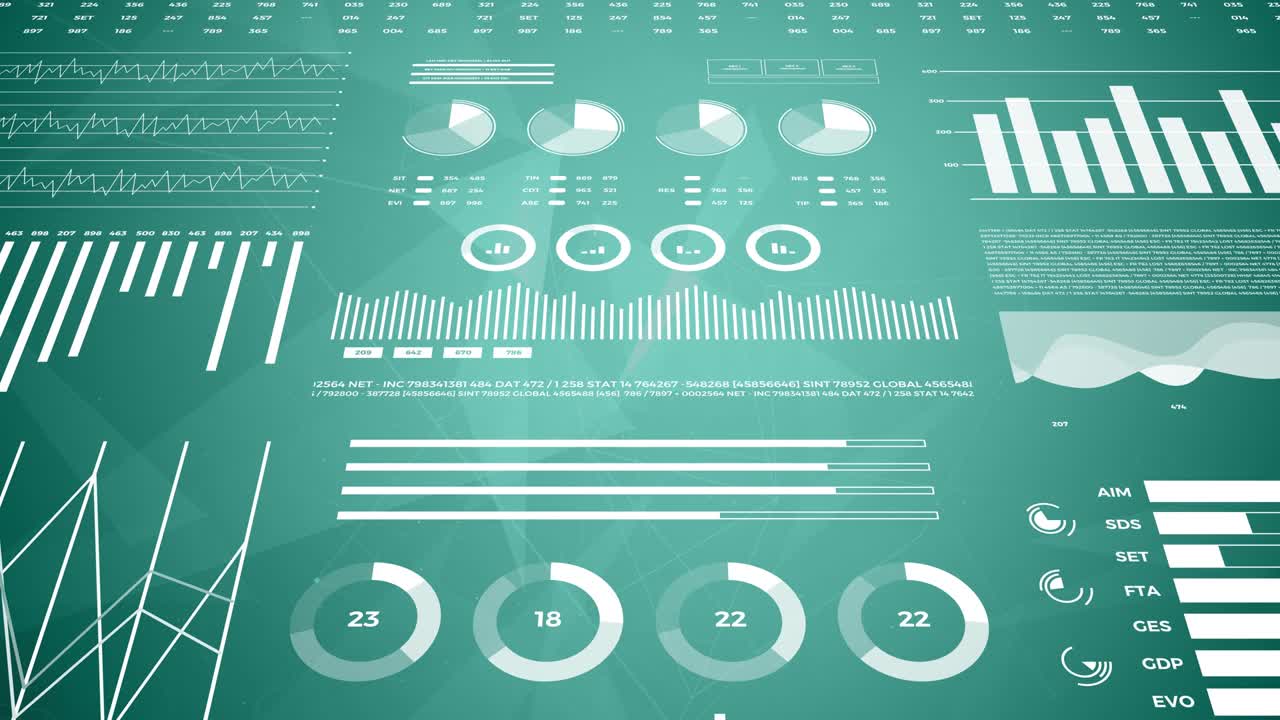Data and report statistics, animation with graph diagrams.